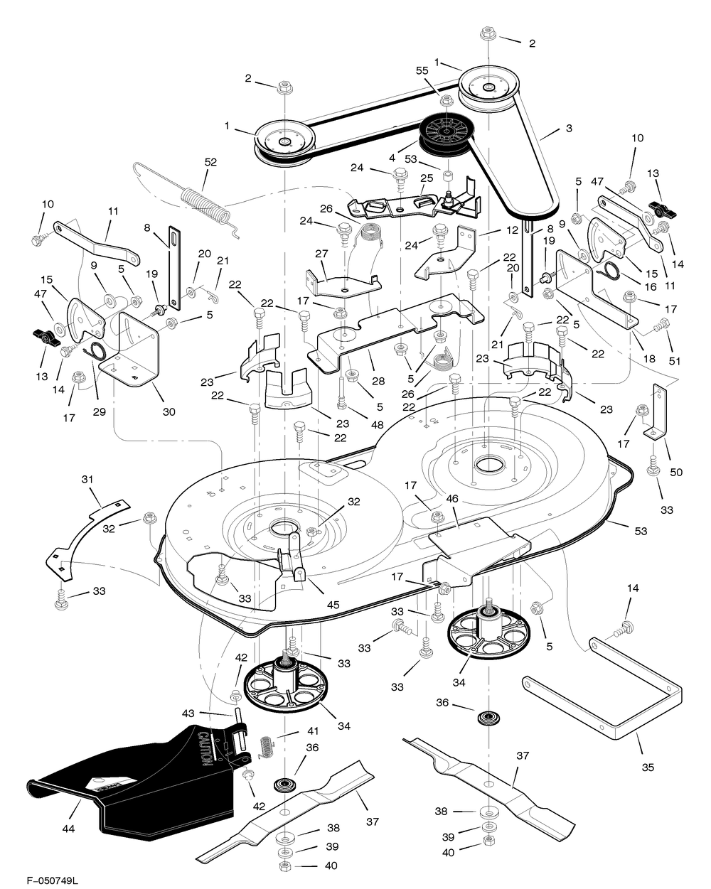 Mower Housing Diagram and Parts List for 405011X92C 2005 Briggs and Stratton Lawn Tractor